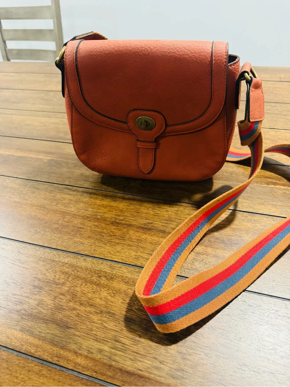 Universal Thread Burnt Orange Crossbody with Rainbow Strap